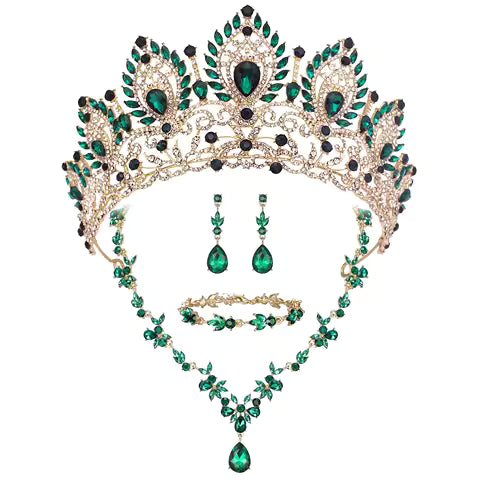 Purple Tiaras Crown Jewelry Sets 4pcs