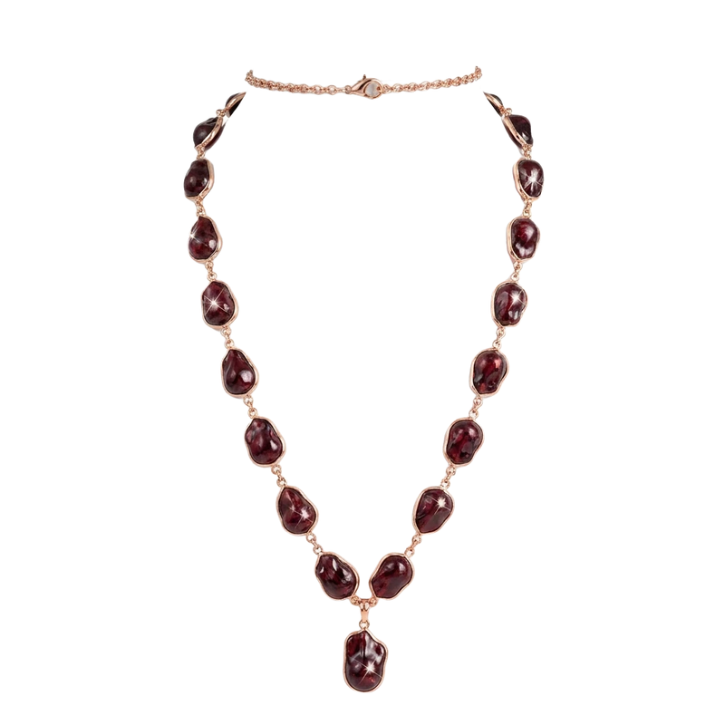 56-Inch Baroque Amethyst Aquamarine Crystal Gold-Plated Chain Necklace - Long Statement Jewelry - hover